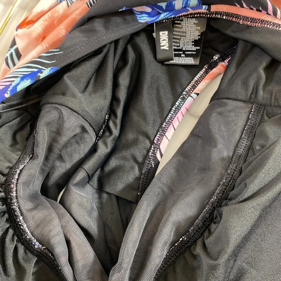 DKNY One Piece Swimsuit Women Size XL Black Pink Floral Halter Tie Neck Swimwear - Picture 9 of 10